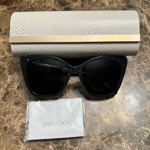 Jimmy Choo Black Cat-Eye Sunglasses with White Case